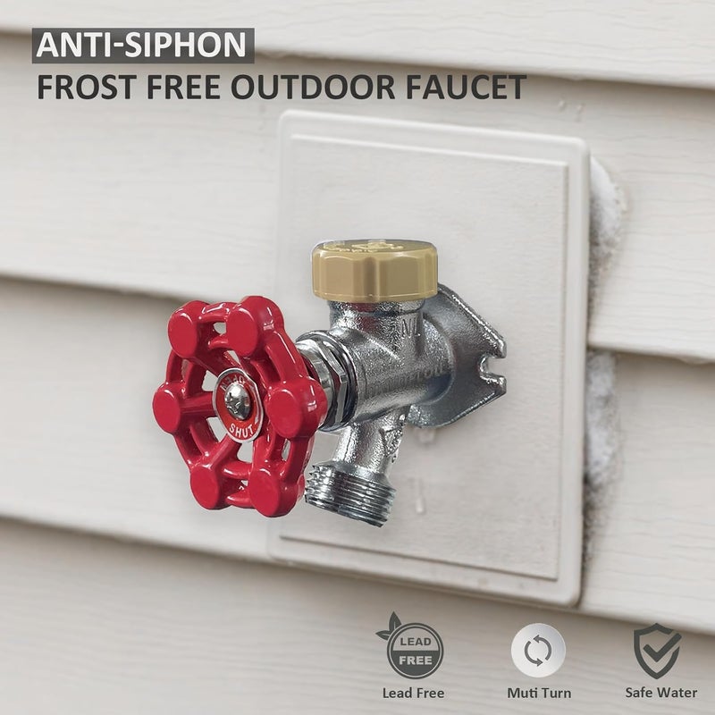 Young Dance 12inch Anti-Siphon Frost Free Sillcock, No Lead Brass Frost Proof Outdoor Faucet Bib with Backflow Preventer, 1/2" Push-to-Fit Connector X 3/4 Inch Hose Bibb Frost Free Spigot - Image 2